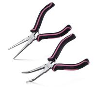LEONTOOL 2PCS Mini Pince À Bec Effilé Set Mâchoires Lisses Petites Pinces à Nez Long Et Pince À Nez Courbé Pince À Bijoux Pour La Bijouterie