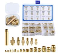 LEONTOOL 307pcs Kit d’assortiment d’inserts filetés, M2-M6 1/4-20 Écrous moletés métriques, inserts chauffants en laiton avec adaptateurs de soudage pour composants en plastique et d’impression 3D