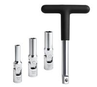 LEONTOOL 4 PCS Outil de retrait de bougie de préchauffage avec barre en T d’entraînement 3/8", ensemble de douilles pivotantes à joint universel de 8 à 12 mm pour tondeuse à gazon Voiture Motos Camion