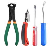 LEONTOOL 4 PCS Remover d’agrafes pour tissus d’ameublement Extracteur d’ongles L’outil comprend une pince de coupe d’extrémité, des lève-points de pointe U & V, un extracteur d’agrafes