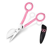 LEONTOOL Ciseaux à bec de canard, 7 po Napping Duckbill Applique Ciseaux pour pile de tapis, poignée incurvée, Outil à touffeter de tapis avec pochette pour broderie, tissu, Arts et artisanat