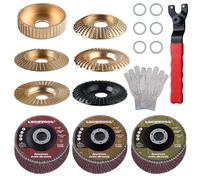 LEONTOOL Ensemble de 14 disques de sculpture sur bois pour meuleuse d’angle, comprend une roue de façonnage du bois pour le façonnage du bois, la sculpture et le ponçage du bois