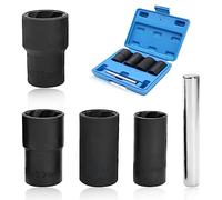 LEONTOOL Ensemble de douilles d'écrou de cosses - Outil d'extraction d'écrous de cosses - Jeu de douilles tournantes de 1,27 cm - 5 pièces - Extracteur d'écrous et boulons métriques - Outils de verrouillage de roue - Kit de retrait d'écrou de roue