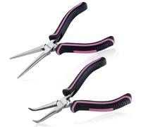 LEONTOOL Ensemble de mini pinces à bec effilé - Pinces à bec petit et long avec poignée souple pour la fabrication de bijoux et l'enroulage de fils