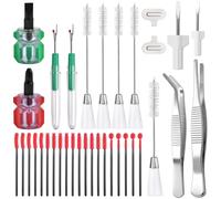 LEONTOOL Kit de Nettoyage pour Machine à Coudre 35 Pièces - Brosses Silicone, Tournevis, Pinces Droite/Coudée, Ciseaux à Défaire, Brosses à Peluches - Outils de Réparation et Entretien Couture