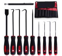 LEONTOOL Lot de 10 crochets, comprenant des crochets angulaires, droits, complets, un grattoir et un kit d'outils télescopiques magnétiques de précision pour joint d'huile/joint torique de voiture