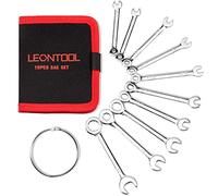 LEONTOOL Lot de 10 mini clés SAE, finition chromée antirouille, pour l'automobile, l'industrie, la maison, les loisirs, argenté