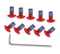 LEONTOOL Lot de 12 boulons de frein à disque de vélo M5 x 10 mm - Vis rouges pour rotor de vélo avec 1 clé Torx T25 L pour vélo de route et VTT