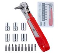 LEONTOOL Lot de 17 tournevis à angle droit, tournevis offset à 90 degrés pour les espaces restreints, jeu de mini clés à cliquet 36 dents avec embouts Pozidriv/fente/Torx de 6,35 mm