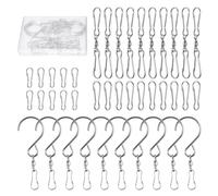 LEONTOOL Lot de 20 crochets pivotants à 360 degrés double rotation pour manche à air - Crochets de suspension avec boîte de rangement pour suspendre des carillons à vent en cristal