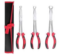 LEONTOOL Lot de 3 pinces de serrage de 27,9 cm de long pour tuyau de 1,95 cm, 1,27 cm, 1,9 cm de diamètre, pince de retrait de bottes de bougie d'allumage décalée, pince à bec annulaire avec mâchoire