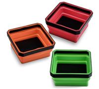LEONTOOL Lot de 3 plateaux magnétiques pliables en silicone, support magnétique pliable pour boulons, vis, écrous et petites pièces métalliques, petit plateau magnétique carré de 11,4 cm pour