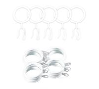 LEONTOOL Lot de 30 anneaux de rideaux en métal et 40 crochets de rideaux en métal de 30 mm de diamètre intérieur Blanc