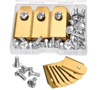 LEONTOOL Lot de 30 lames de rechange en acier inoxydable revêtues de titane avec 30 vis et boîte de rangement compatibles avec les tondeuses à gazon robotiques Gardena et Husqvarna