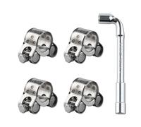 LEONTOOL Lot de 4 colliers de serrage à boulon en T en acier inoxydable 304 de 17 à 19 mm, colliers de serrage robustes et réglables avec clé, colliers de serrage pour tuyau turbo haute pression pour