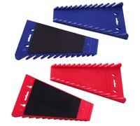 LEONTOOL Lot de 4 organiseurs de clés magnétiques pour boîte à outils, 48 emplacements, supports de clés mixtes pour SAE (0,6 - 3,8 cm) et métrique (6 mm-24 mm), rouge et bleu