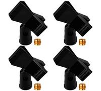 LEONTOOL Lot de 4 pinces micro universelles réglables - Adaptateur 5/8 mâle vers 3/8 femelle inclus - Compatible micros filaires sans fil Ø 15-45 mm - Pour pieds de micro, home-studio, scène