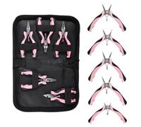 LEONTOOL Lot de 5 mini pinces comprenant un long bec, un bec rond, un bec plat, un bec courbé et une pince diagonale, une petite pince de précision pour la fabrication de travaux manuels, la