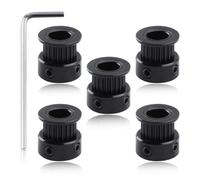 LEONTOOL Lot de 5 poulies de courroie de distribution GT2 en aluminium, 20 dents, alésage 8 mm, poulie de distribution GT2 avec clé Allen, poulie de distribution en aluminium pour imprimante 3D, mini