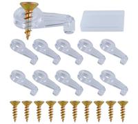 LEONTOOL Lot de 50 clips de fixation de porte en verre, clips de fixation pour verre d'armoire, clips transparents pour miroir avec vis dorée, clips de fixation de panneau de verre pour portes