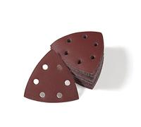 LEONTOOL Lot de 50 disques de ponçage triangulaires à 6 trous, 8,9 cm, grain 400, disques de ponçage à crochet et boucle, feuilles de papier abrasif pour le polissage du bois et du métal