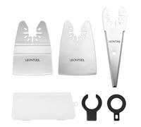 LEONTOOL Lot de 6 lames de grattoir oscillantes universelles pour outil multifonction - Racloirs flexibles incurvés coniques avec adaptateurs pour racler, couper, enlever la peinture, le calfeutrage