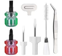 LEONTOOL Machine à coudre 7 pièces, kit de nettoyage, plaque d’aiguille, tournevis, pince à épiler, brosse à charpie à double tête, tournevis cruciformes ultra courts, à tête plate et trapus