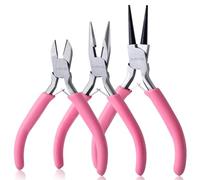 LEONTOOL Mini Ensemble d'Outils de Fabrication de Bijoux - 3 Pièces Avec Pinces à Bec Long/Bec Rond/Diagonales, Coupe-Fils pour l'Enroulement de Fils, Perlage et Artisanat