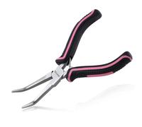 LEONTOOL Mini pince à bec effilé courbé Mâchoires lisses Petite pince à bec long courbée Pince à épiler Pince à bec long Pince à bijoux Outil rose pour la fabrication de bijoux