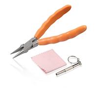 LEONTOOL Pince à bec de chaîne de 15,2 cm en acier inoxydable - Pince de réparation de lunettes - Outils optiques - Pince à bec aiguille - Pince à lunettes avec tournevis et chiffon à lunettes