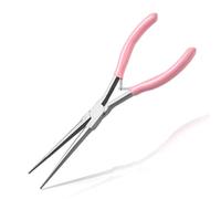 LEONTOOL Pince à bec effilé extra-longue 18 cm - Bec fin à mâchoires crantées rose - Pince micro précision pour bijouterie, électronique, pêche et travaux dans espaces confinés