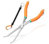 LEONTOOL Pince à bec fin et long de 17,8 cm; avec mâchoire dentelée, poignée incurvée, pour fabrication de bijoux, pliage des fils et saisie de petits objets