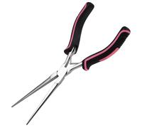 LEONTOOL Pince à bec fin extra long de 18 cm avec mâchoire dentelée pour la fabrication de bijoux, la pêche, l'emballage de fils, l'artisanat, la réparation électronique, pince à bijoux avec poignée