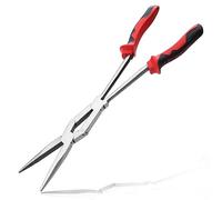 LEONTOOL Pince à long bec extra longue de 33 cm, pince droite en deux matériaux, longue portée avec mâchoire dentelée, double articulation, pour les endroits difficiles d'accès