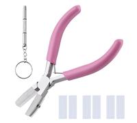 LEONTOOL Pince à mâchoire double en nylon de 12,7 cm avec 3 paires d'embouts de rechange et un tournevis, pince plate en nylon pour la fabrication de bijoux, pince à mâchoire souple à ressort pour