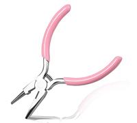 LEONTOOL Pince concave à bec rond pour fil de fer - Pince à plier les fils - Pince à plier les bijoux avec bords coupants et poignée en PVC rose pour projets de bricolage faits à la main