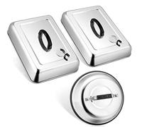 Leonyo Lot de 3 couvercles à badigeonner pour plaque de cuisson, grand dôme rectangulaire de 33 cm avec aération réglable, couvercle rond en acier inoxydable de 22,9 cm, couvercle de cuisson à vapeur