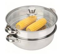 Leopacat Cuiseur Vapeur 27cm 2 Étages, Steamer Design Poreux Inox
