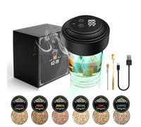 Leopacat Fumoir Whisky, Kit De Fumage De Whisky éLectrique, 6 Saveurs De Bourbon, Infuseur à FuméE avec Sciure De Bois, Briquet IntéGré, Cocktail Rechargeable avec 6 LumièRes Aux Couleurs Vives