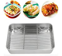 Leopacat Grille Four, Plaque Patisserie, Plat Rectangulaire Four à RôTir Avec Grille De Refroidissement à Profond AntiadhéSif, Ensemble De Plateaux De Cuisson Pour Boeuf, Poulet Et LéGumes