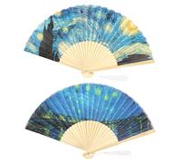 Leopacat Lot de 2 Éventails Pliables en Bambou, Éventail à Main Traditionnel pour Mariage et Danse, Accessoire de Décoration Murale et Fraîcheur Été, Design Japonais et Chinois