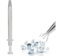 Leopacat Pince Piercing, Pince à Billes pour Piercing, Outils de Ramassage de Porte-dents, Pince à Diamant avec Griffes pour Perles Horlogerie Lunetterie et Création de Bijoux (courte)