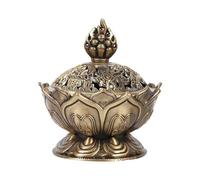 Leopacat Porte Encens Bouddha Lotus, Mini BrûLeur D'Encens Lotus Bronze en Alliage De Zinc avec Couvercle, Pot pour Charbon éGalement BâTonnets Ou CôNes DéCoration Maison Et Bureau MéDitation