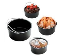 Leopacat Tonneau à GâTeau, Moule GâTeau Air Fryer Accessories, moule pâtisserie gâteau friteuse en fer Et Pizza AntiadhéSifs Rond Noire Pour Plateau De Cuisson Domestique Desserts Frittatas Lasagne