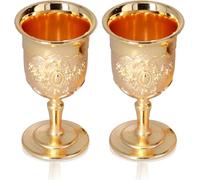 Leopacat Verre à Calice Vintage, Gobelet De Tasses Vin En Métal Doré Tasse Liqueur Coupe D'église D'autel Sacré Verres pour la Maison Voyages Décoration Collection Fête Mariage