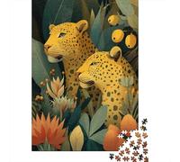 Léopard 38x26cm/1000pcs Puzzle pour Adultes - Tropical Plants and Fleurs,Jouet De DIY