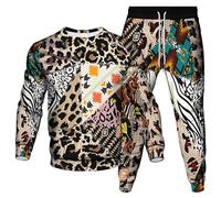 Léopard 3D All Over Imprimé Femmes/Hommes Survêtement 2 pièces Ensemble Sweat-Shirt et Jogging Ensemble Hip Hop Loisirs Sportswear