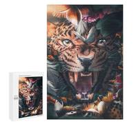Leopard Amidst Nature's Symphony Puzzle Décoratif, 1000 PCS - Cadeau Puzzle du Nouvel an; pour Partager Un Moment Autour De La Table