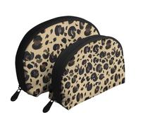 Léopard Aquarelle, Trousse de Maquillage Coquille Femme Petit Porte-Monnaie Trousse de Toilette Trousse à cosmétiques 2 pièces