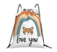 Léopard Arc-En-Ciel Je T'Aime Unisexe Sac À Cordon Résistant Sac À Dos À Cordon Réglable Sacs De Gym Pour Yoga Gymnastique Piscine